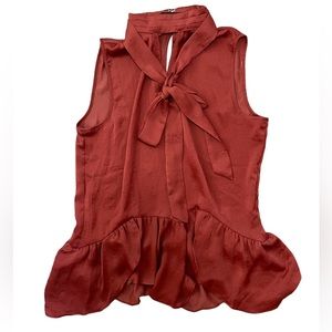 RW&CO | Ruffle High Neck Sleeveless Blouse with Bow Tie